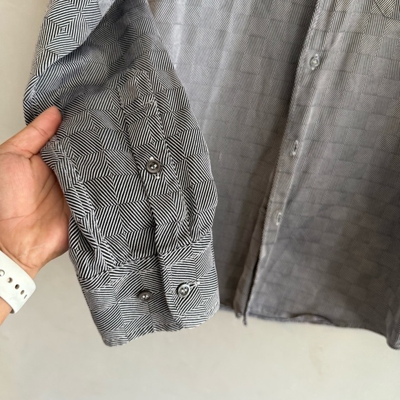 Zanella Black and White Patterned Button Down Long Sleeve Shirt - Picture 5 of 6
